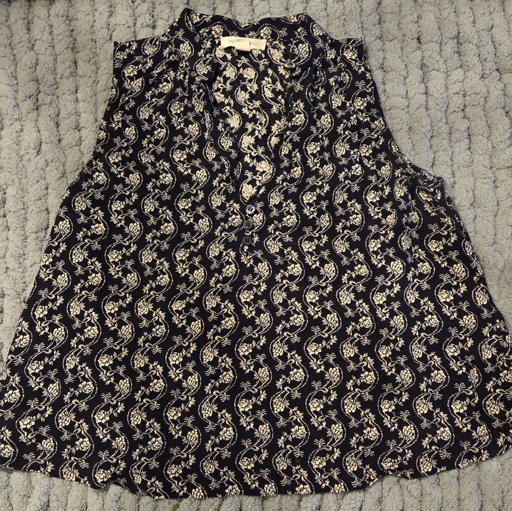 Treasure & Bond FLORAL SLEEVELESS SUMMER  TOP - SMALL- WHITE/NAVY